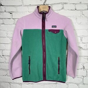 Patagonia Girls Synchilla Snap-T Jacket Size XL Pink Green Outdoors Hiking 65510
